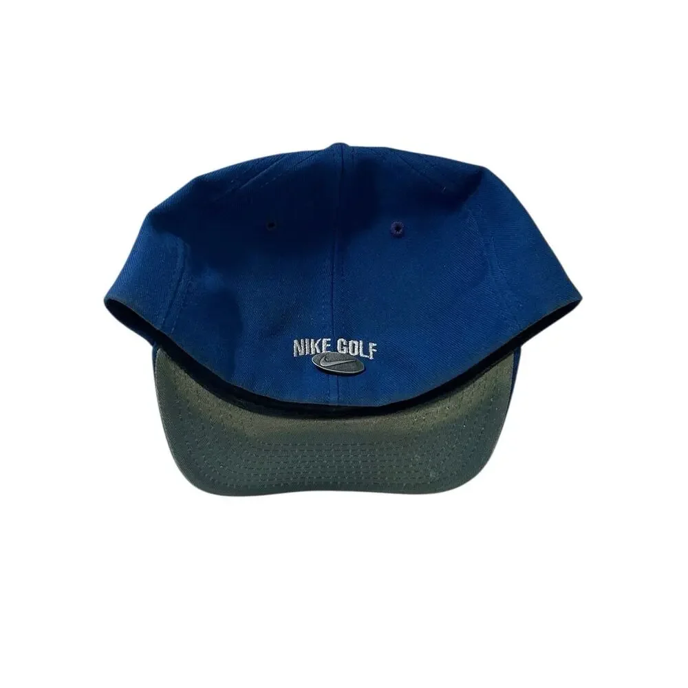 Vintage Nike Golf Hat Fitted Size Swoosh Cap Made in USA Blue